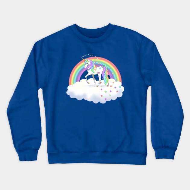 Pretty Rainbow Unicorn and Stars Crewneck Sweatshirt by csforest